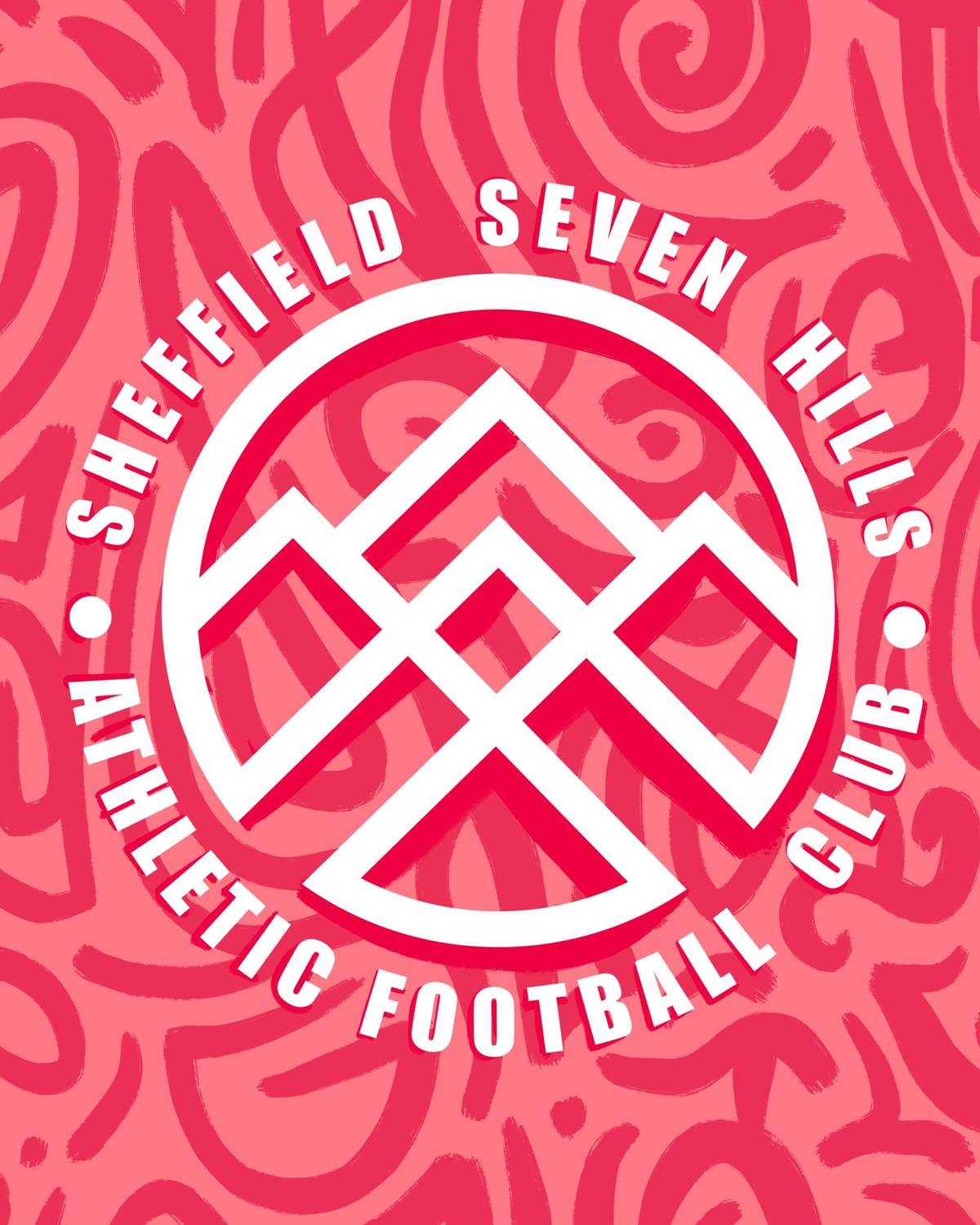 Sheffield Seven Hills AFC Club badge with new away kit pink colors